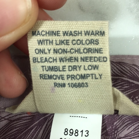 Duluth Purple Feather Print Wrinkle Fighter Tunic Shirt Womens Large Button Up - Picture 7 of 12